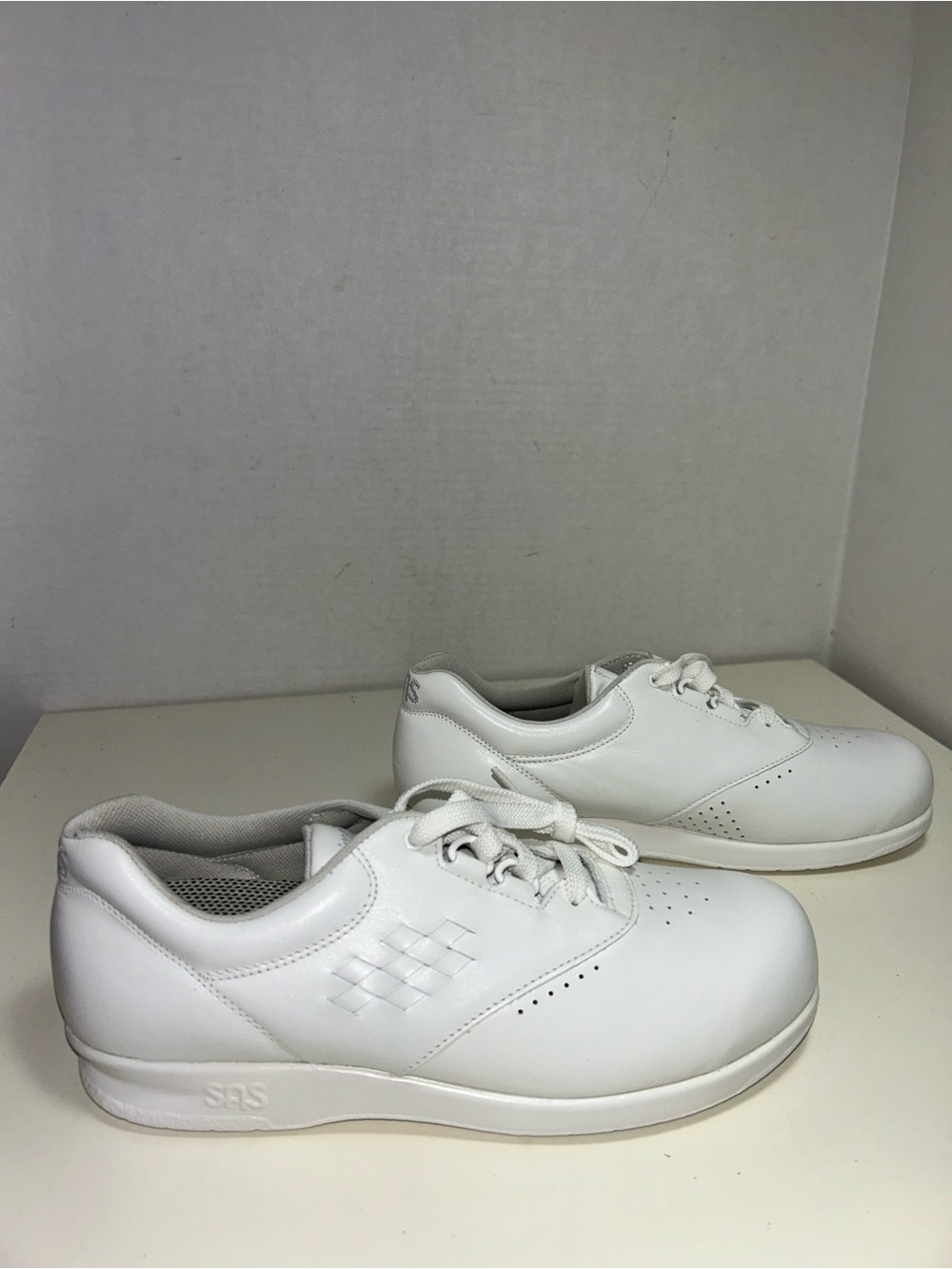SAS Free Time Tripad Comfort White Leather Lace-Up Walking Shoe